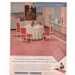 Kentile Rubber Tile Floors Magazine Advertisement 1957 Vintage Midcentury Modern